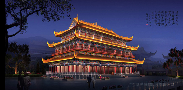 觀(guān)音寺建筑夜景照明設(shè)計(jì)效果圖