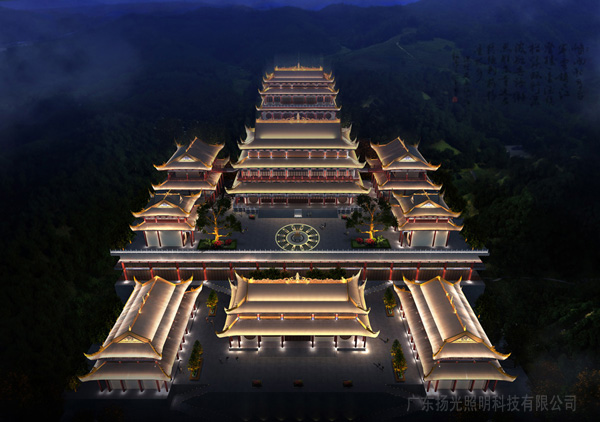觀(guān)音寺夜景照明設(shè)計(jì)鳥(niǎo)瞰圖一